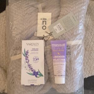 Indigo Grey Throw Blanket, luxury lavender body soap, Lavender sleep mask